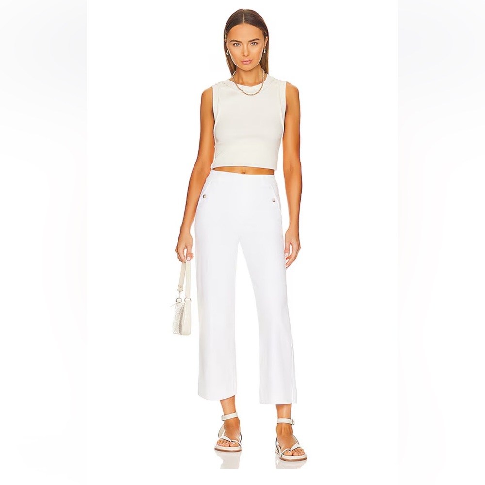 NWT SPANX Stretch Twill Cropped Wide Leg Pant In Bright White Medium